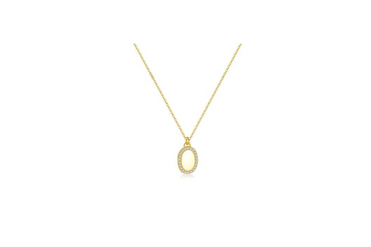 Oval Zircon Halo Necklace