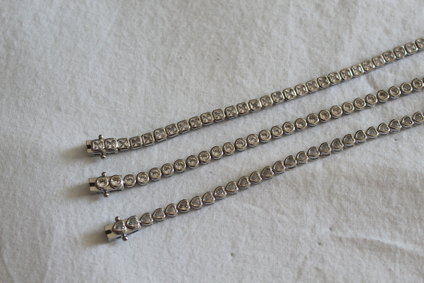 Silver Tennis Bracelet Heart